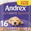 Andrex Supreme Quilts Quilted Toilet Paper - 16 Toilet Roll Pack - 25% Thicker Than Before to Provide Ultimate Quilted Comfort with Unique Air Pocket Texture
