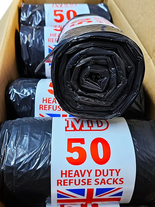 500 Heavy Duty Bin Bags,Campaign, Large Strong MD50 Brand Refuse Sacks (10pcs x 50 Rolls) Size-70x83cm, Leakage, Black Bin Bags, Business and Home